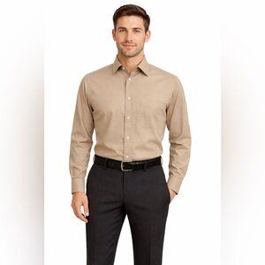 Madison Slim Fit Men’s Dress Shirt Tan Beige XL Stretch